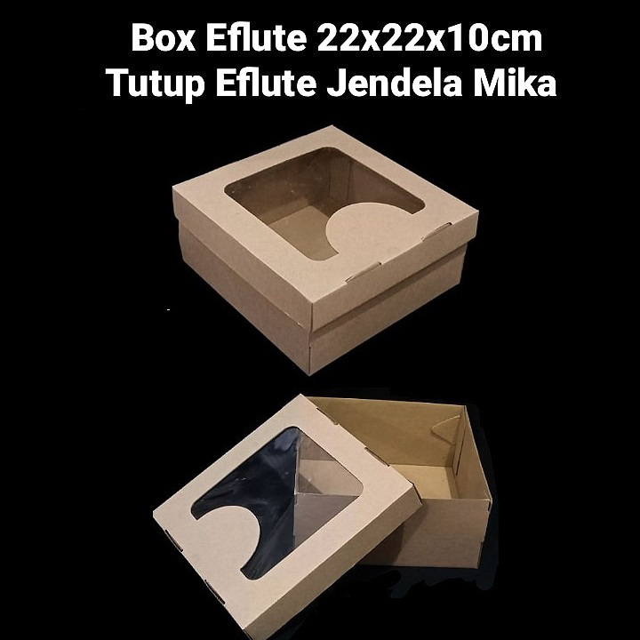 

( 5 pcs ) Dus Eflute Polos Jendela Mika Ukuran 22x22x10cm Box Packaging Muat 4 Toples HT112