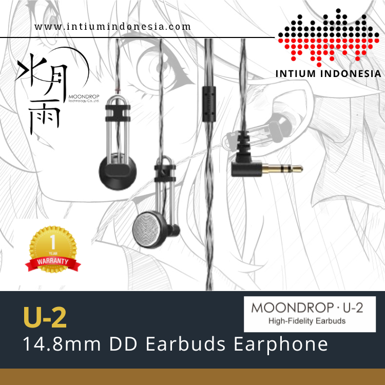 Moondrop U2 / U 2 / U-2 14.8mm Earbuds Earphone with 3.5mm single ended cable plug