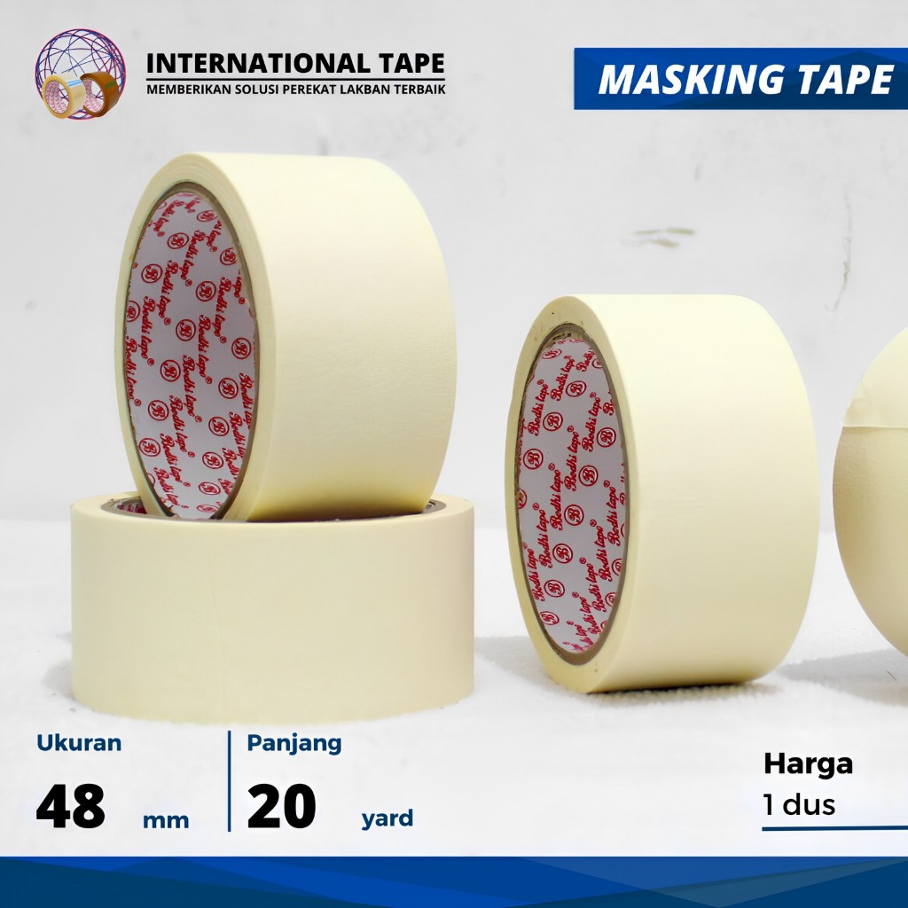 

HenJO LAKBAN Kertas/Masking Tape Bodhi 24mm/48mm x 20 Yard Per Dus