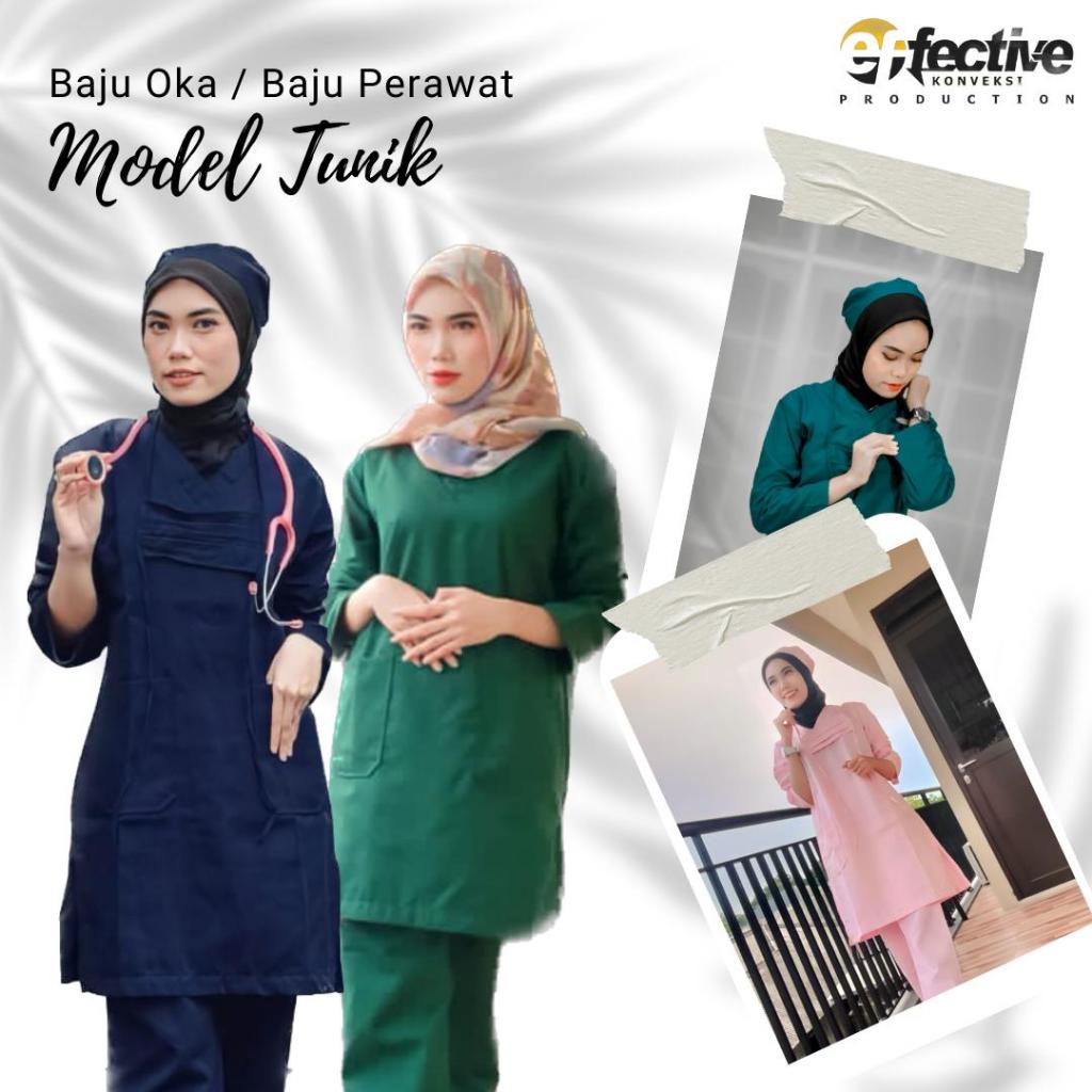 Baju Oka / Baju perawat model tunik/BAJU OKA Terbaru Model Tunik/Baju jaga tunik/New medical