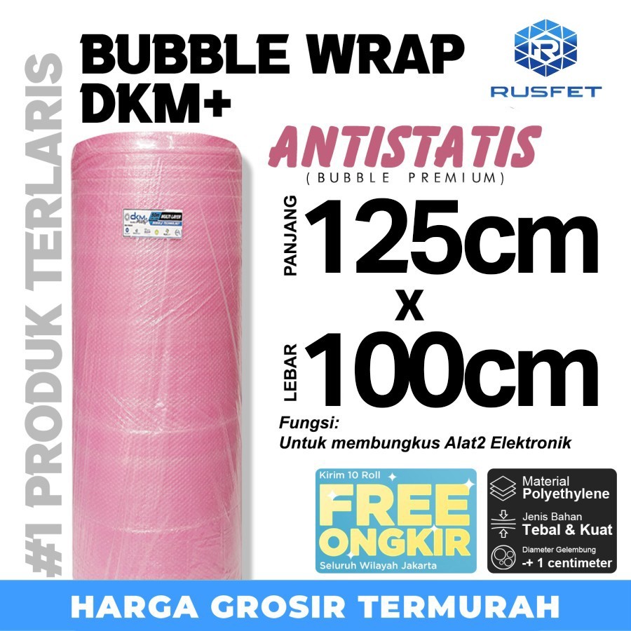 

BUBBLE WRAP DKM+ ANTI STATIC 125CM X 100M - BUBBLE ANTI STATIS MERAH