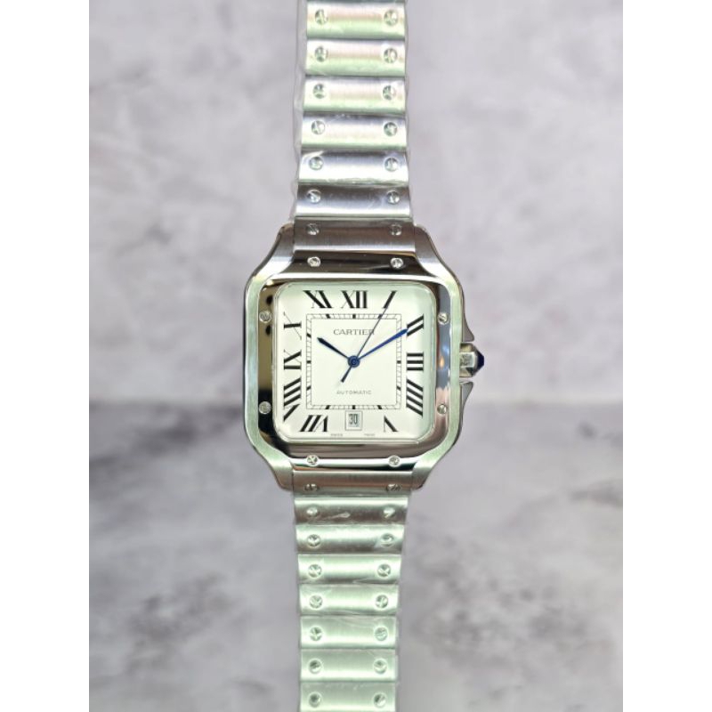 Cartier Santos Silver Automatic Super Japan Quality Diameter Case 40mm #cartier