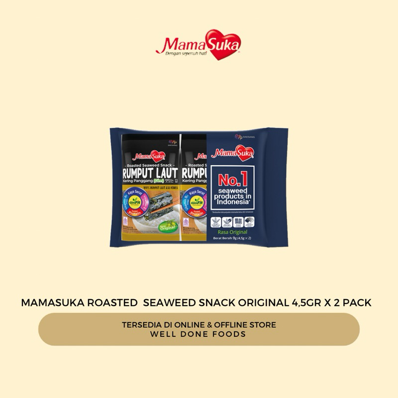

Mamasuka Roasted Seaweed Snack Original 4,5gr X 2 pack