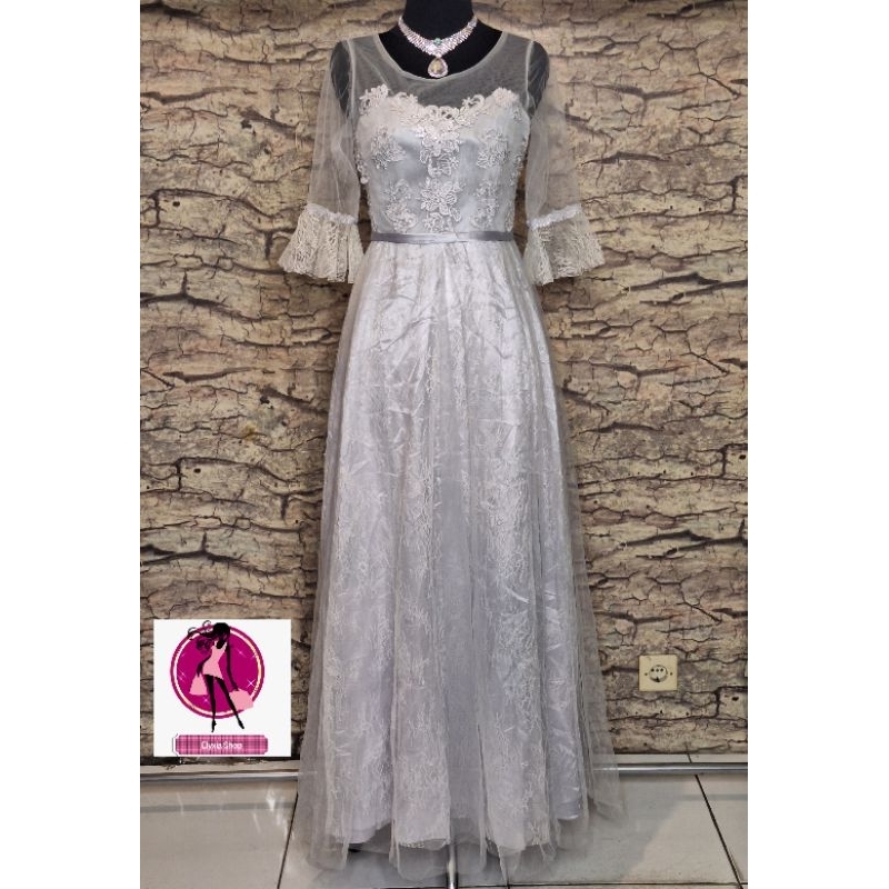 gaun pesta silver