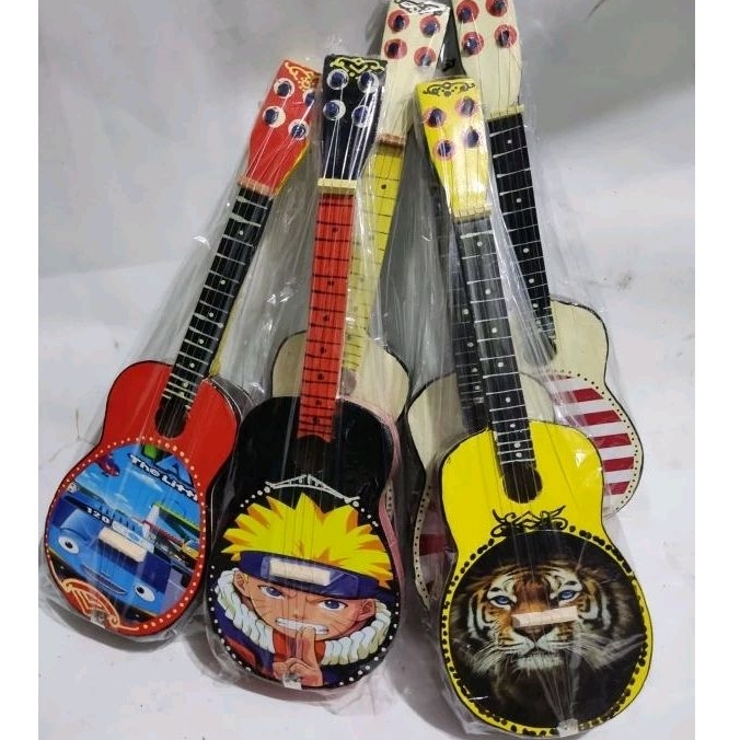 mainan anak gitar ukulele kayu karakter