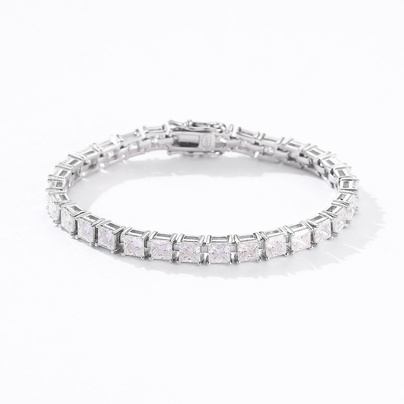 4x4mm princess cut moissanite diamond bracelet tennis bracelet GRA Certificate