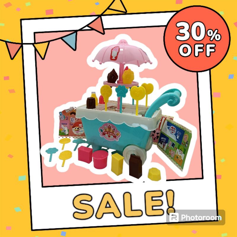 Mainan Anak Gerobak Ice Cream Jumbo Dorong + Accsesoris kgp19