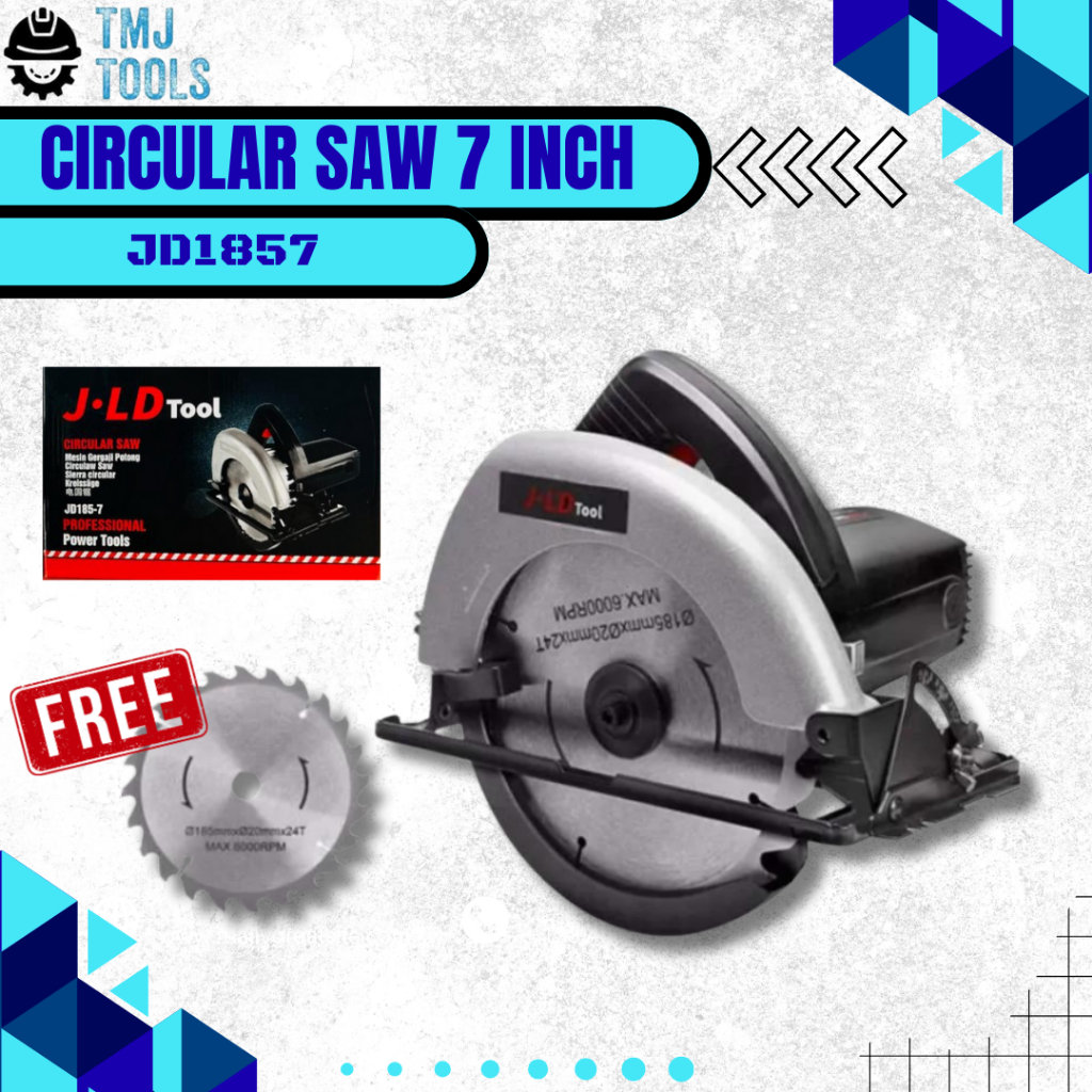 Circular Saw 7 Inch JLD TOOL JD1857 Mesin Serkel Circular Saw Mesin Gergaji Potong Kayu 7inch Serkel