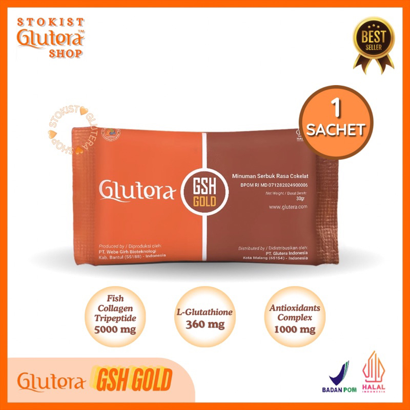 [1 SACHET] GLUTERA GSH GOLD GLUTATHIONE + COLLAGEN TRIPEPTIDE 5000mg