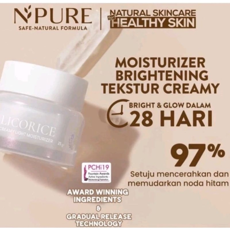 NPURE LICORICE CREAMY LIGHT MOISTURIZER/pelembab wajah npure/npure pencerah wajah/npure licorice moi