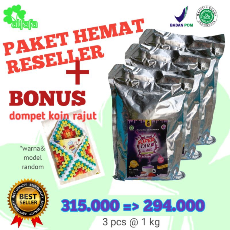 

PAKET RESELLER SUPERTARO 1 KG BONUS DOMPET RAJUT