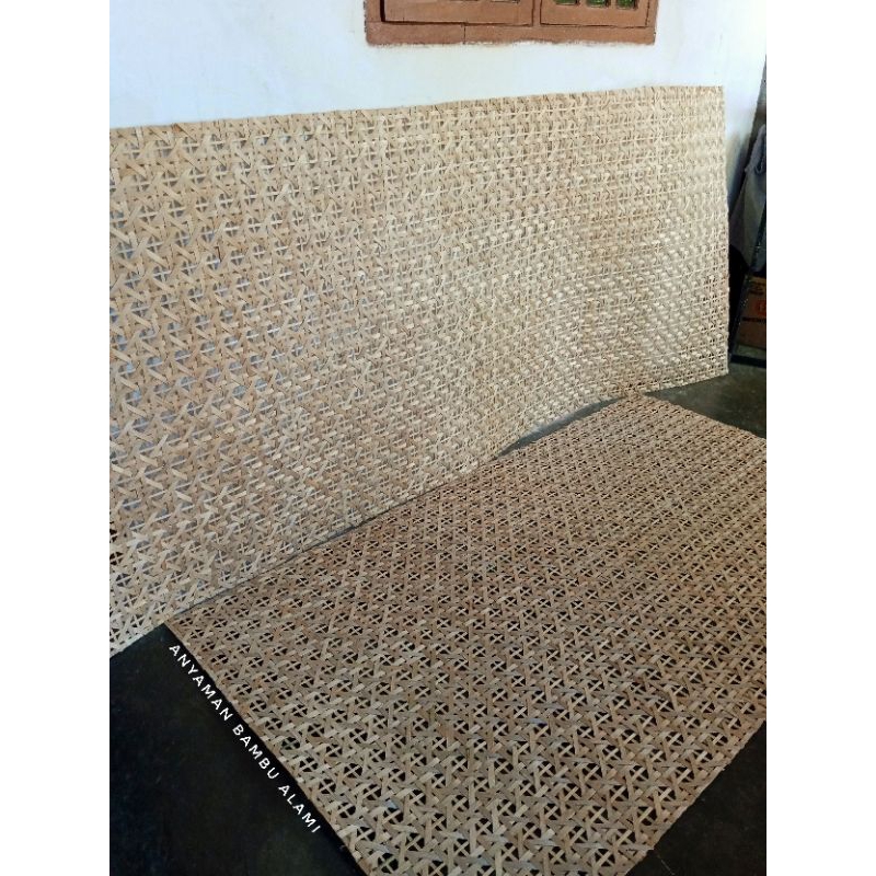 Anyaman Bambu Alami Motif Batik Super Lebar