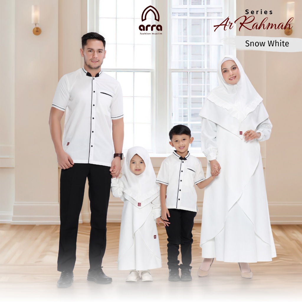 ARRA - Ar Rahmah Sarimbit Set Keluarga Sarimbit Terbaru Warna Couple Keluarga Muslim Warna Putih