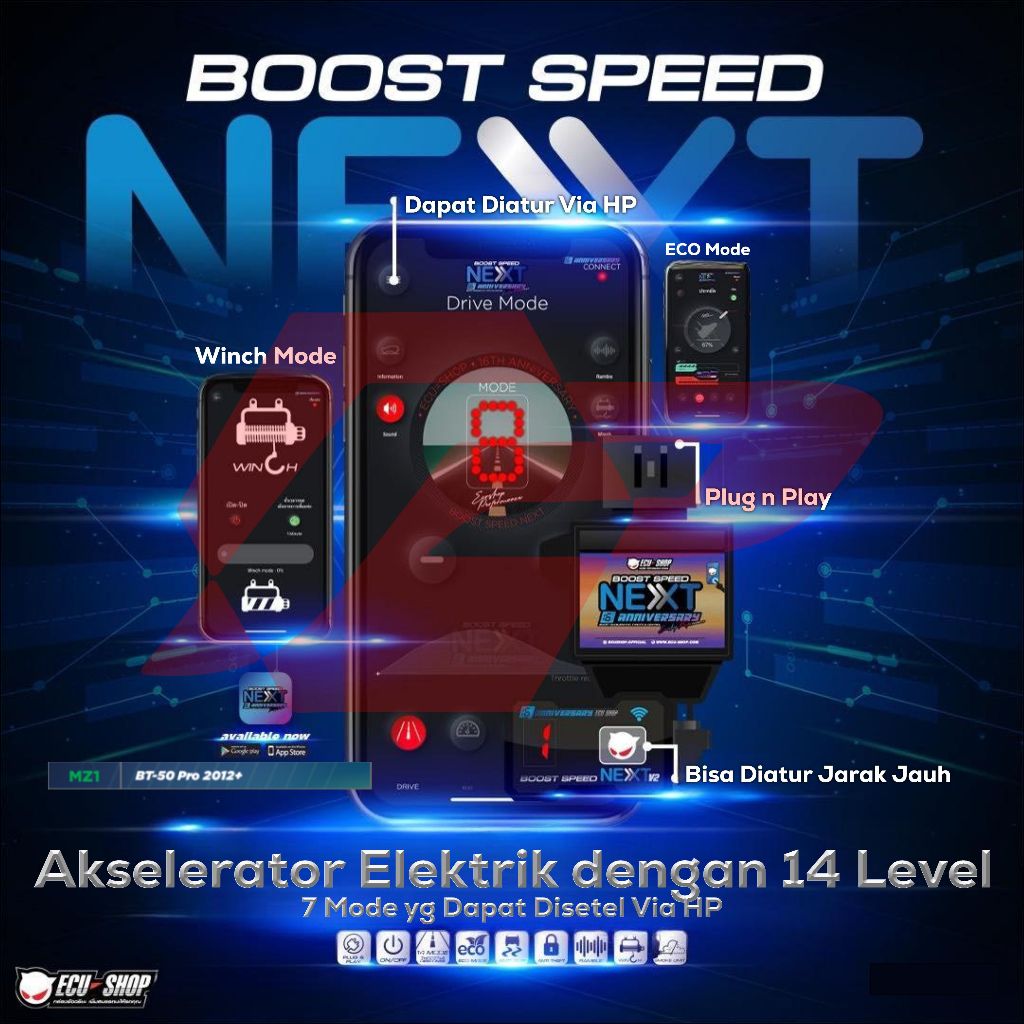 Boost Speed NEXT - Aksesoris Piggyback Ecu ECUSHOP - MZ1 - Mazda BT50 Pro 12+ - Original Thailand Be
