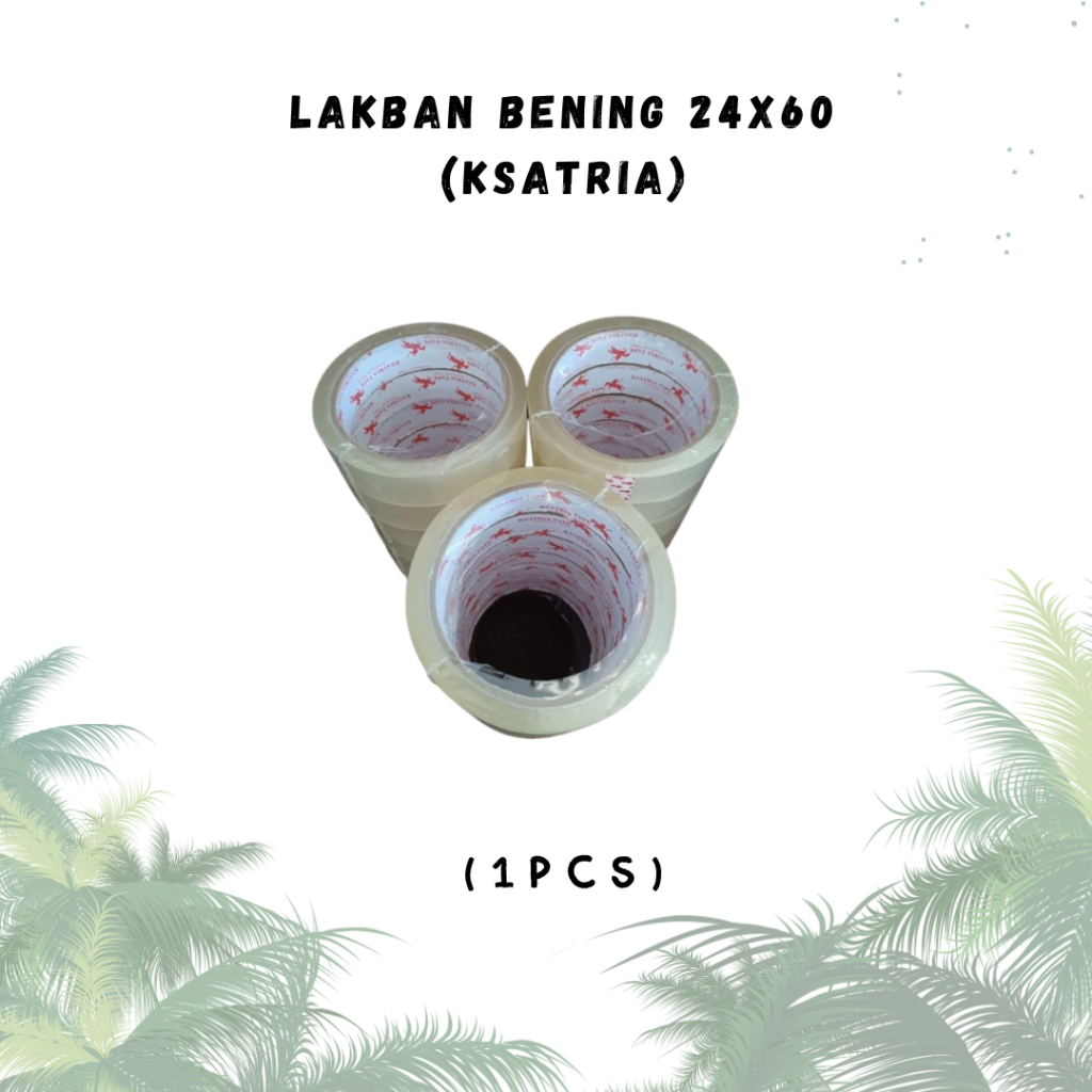 

Lakban Bening / Isolasi Bening /Isolasi Ksatria 24mm x 60y ( PCS )