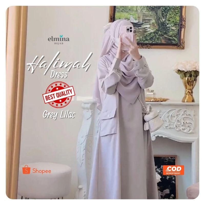 ELMINA HALIMAH DRESS GAMIS POLOS REMAJA DEWASA KEKINIAN SIMPLE ELEGAN BUSUI SYARI ADEM KAIN CORDUROY