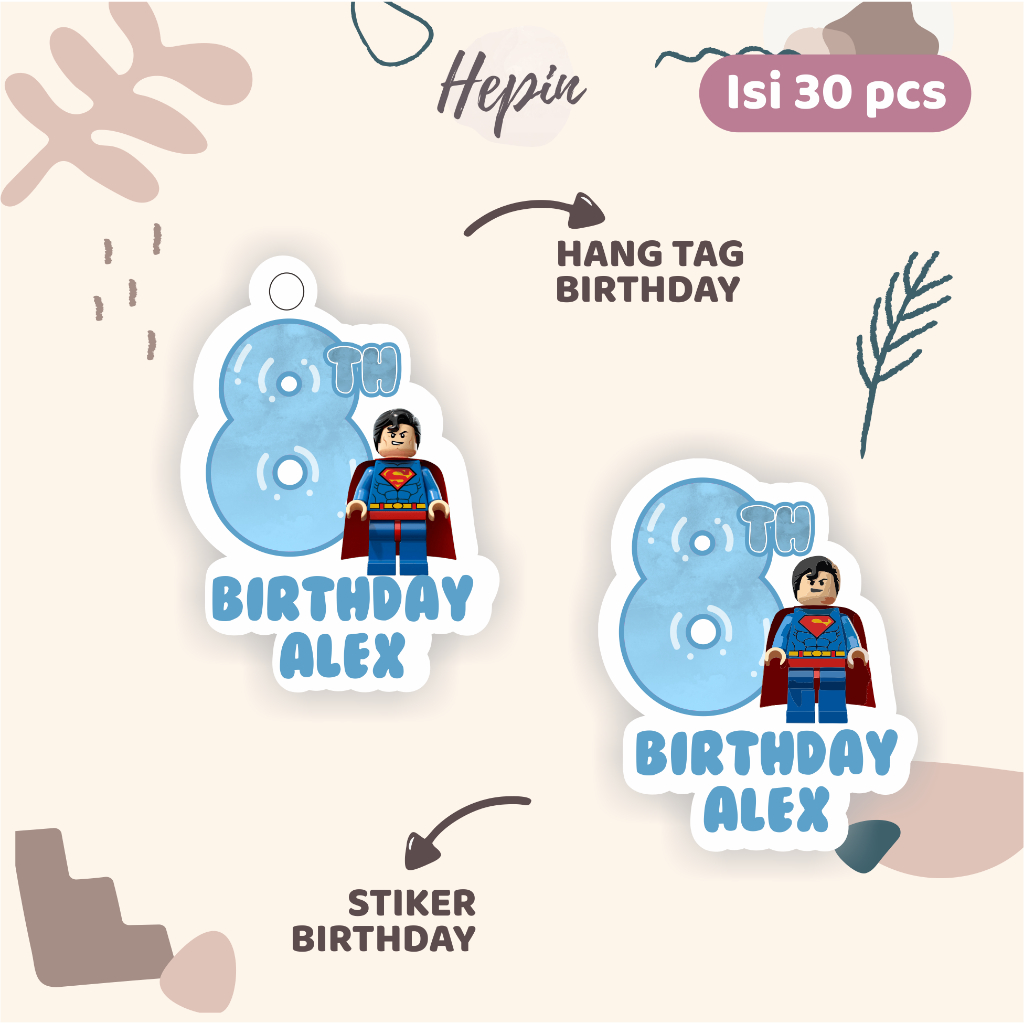 

(30pcs) Hang tag & stiker ulang tahun Tema LEGO /lucu /label tag ulang tahun murah/hang tag ulang tahun/tag souvenir ulang tahun/stiker nama ualang tahun/diecut stiker&t ag