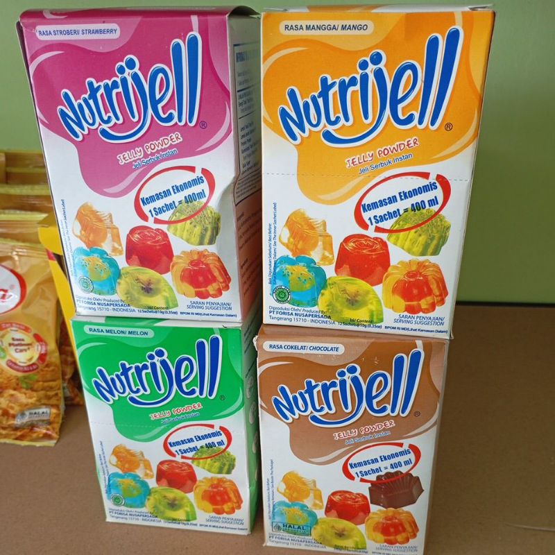 

Nutrigel jelly powder rasa jeruk, melon, strawbery, coklat