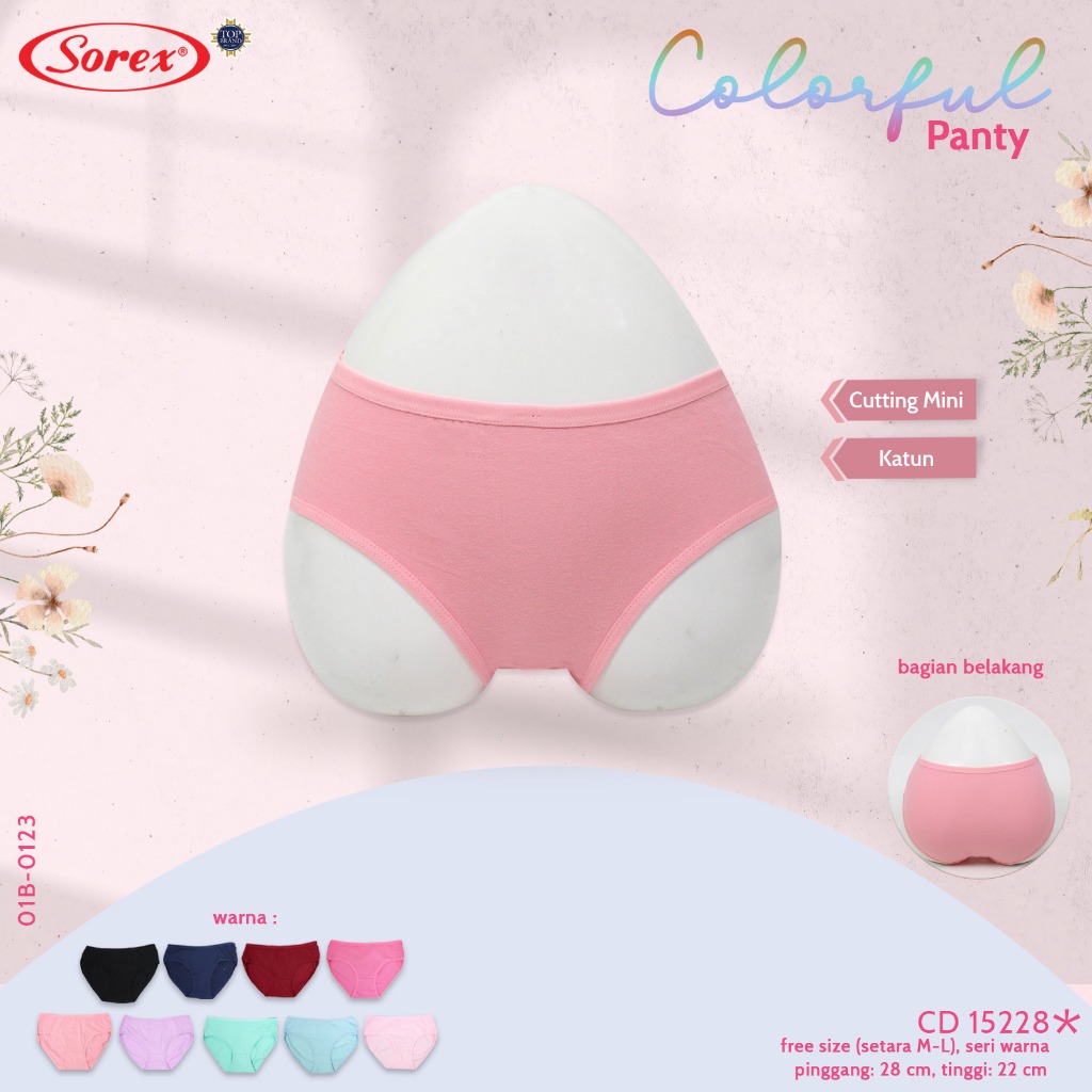 SOREX | CD Celana Dalam Perempuan 15228 / Dalaman Wanita Katun Lembut Warna Soft