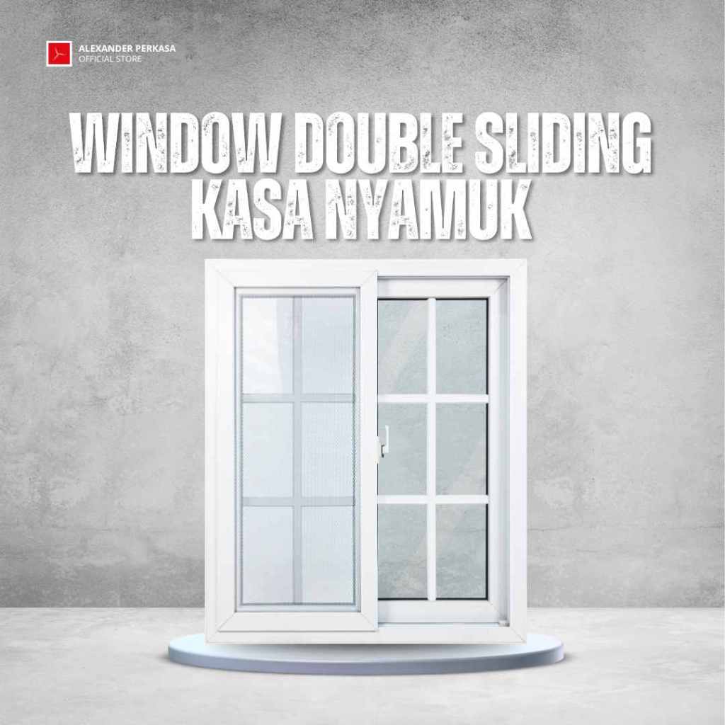 Jendela Double Sliding Kasa Nyamuk UPVC 100X120cm Full Regal