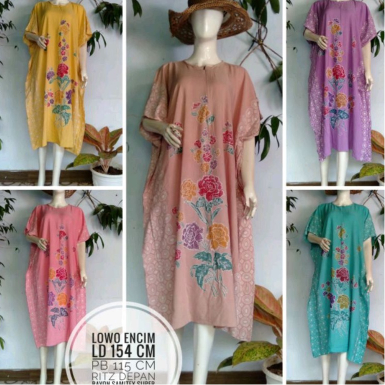 Daster Lowo Encim Roda kaftan pendek encim batik cap colet rayon super premium