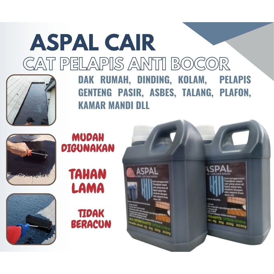 Aspal Emulsion Pelapis Dak Beton Atap Tembok Anti Bocor - 5 kg Aspal Cair Serba guna waterproof