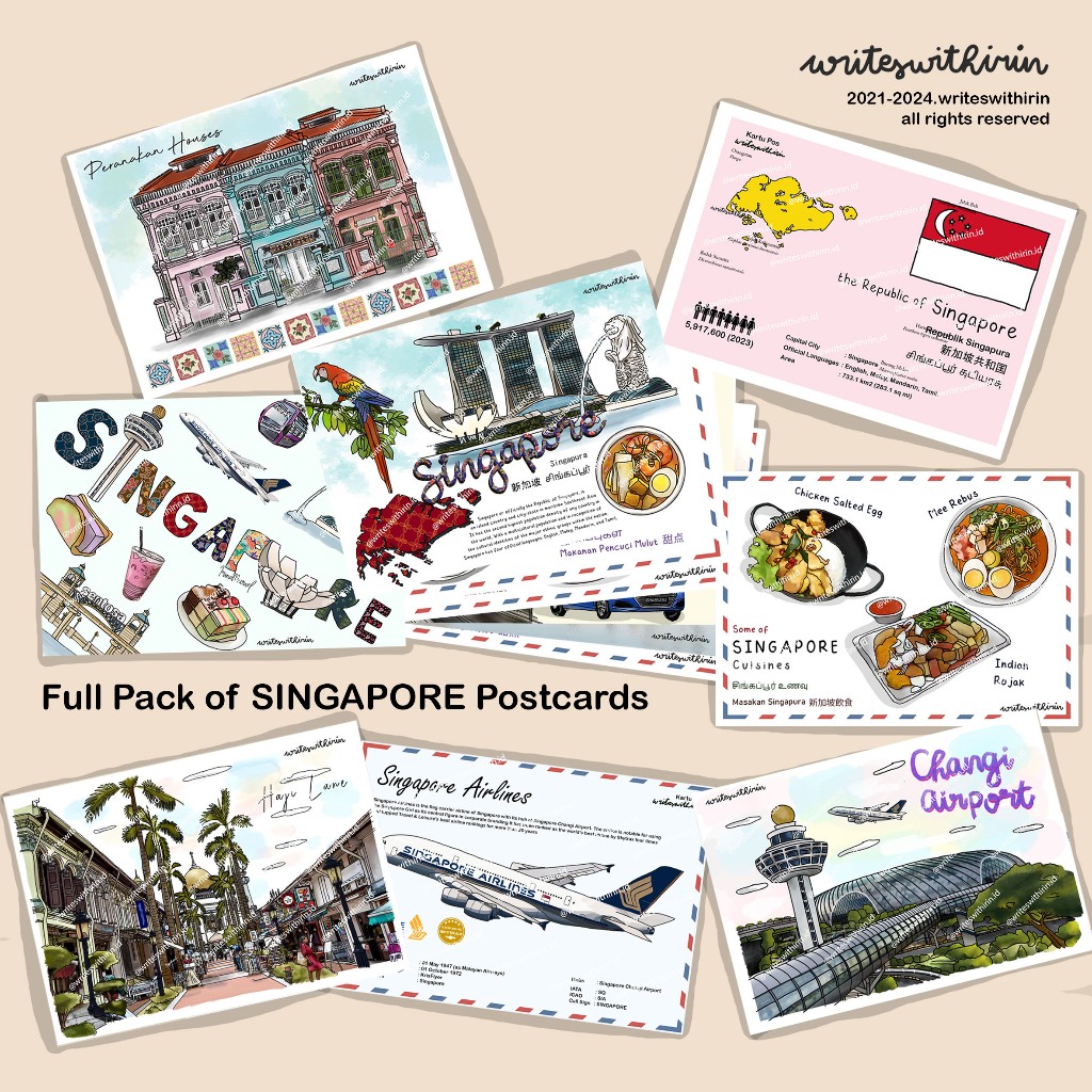 

HJK (writeswithirin) Full Pack of Singapore Postcards