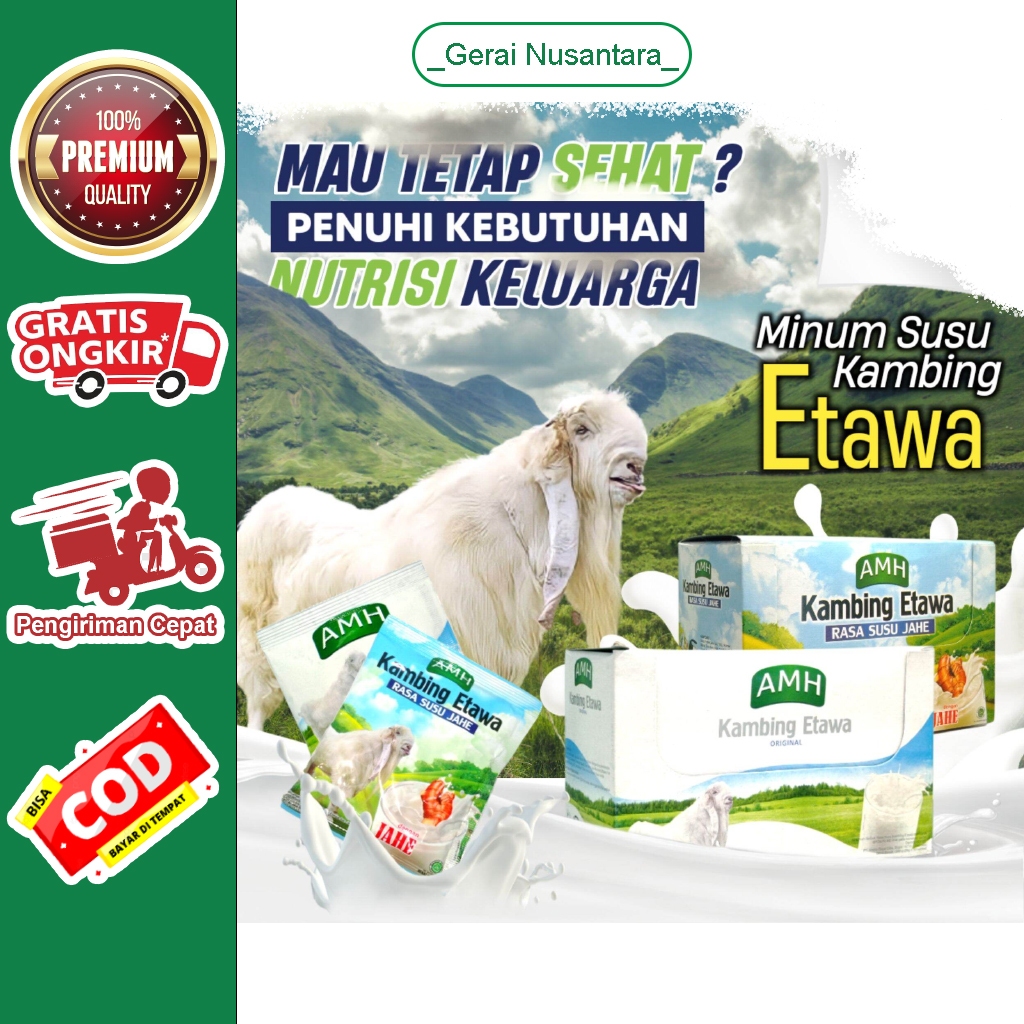 

Susu Kambing Etawa AMH Plus Jahe asli / Susu Kambing Jahe 10 sachet / Produk ORIGINAL