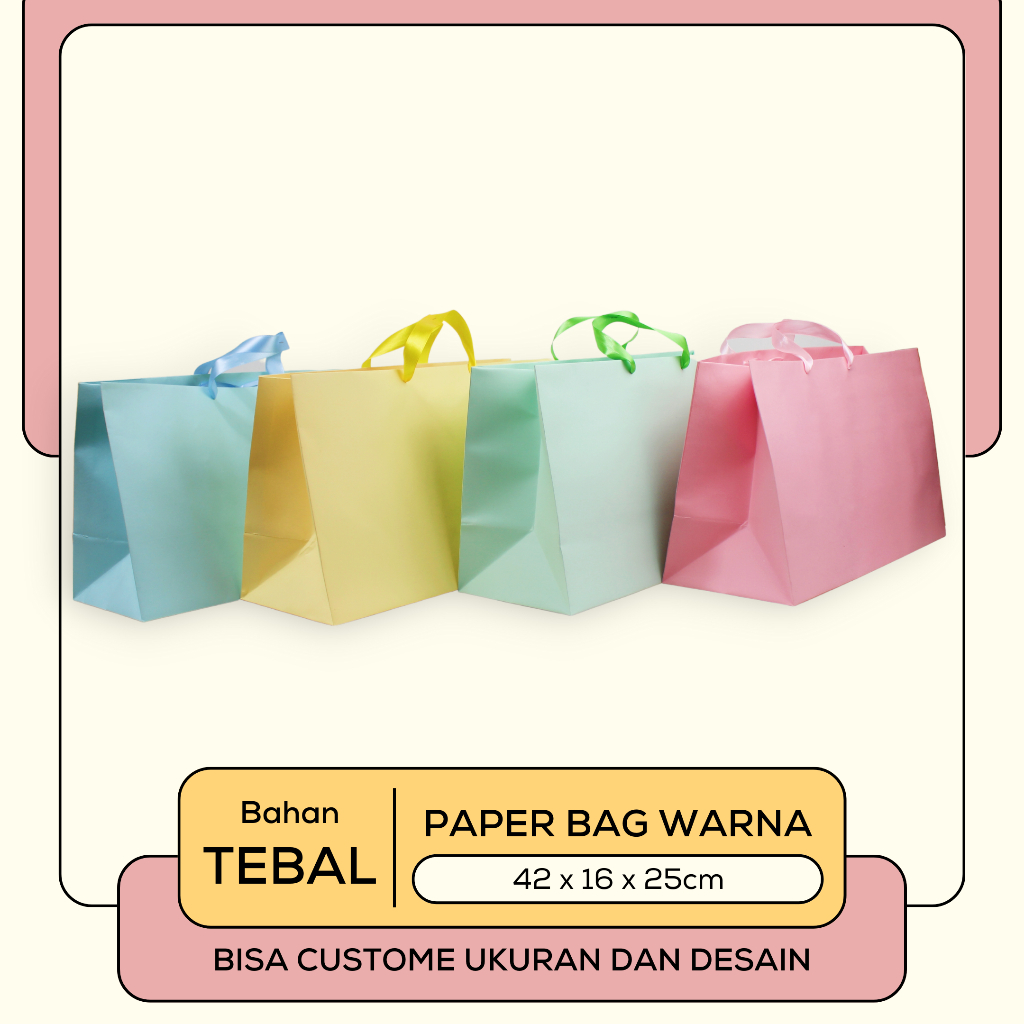 

Paperbag / Paper bag Warna / Paperbag Jumbo ukuran 42 x 16 x 25 cm