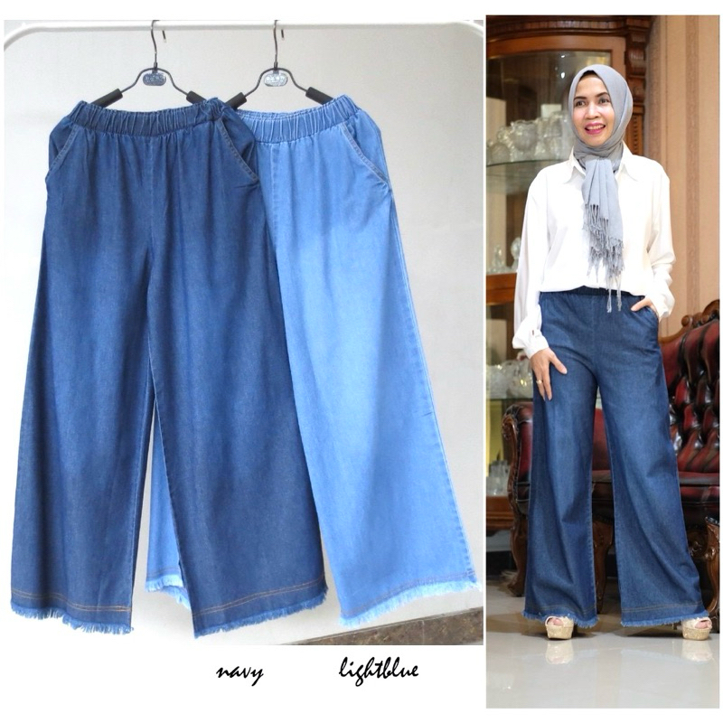 C2-379 celana kulot jeans rawis - allsize fit to BIG L - LP max 86cm Pj 93cm LPanggul 98cm LPaha 60c