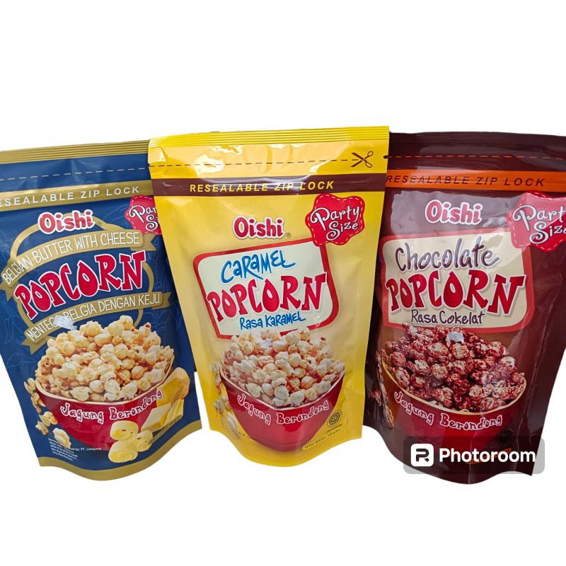 

camilan snack Oishi popcorn100gr Varian Belgia keju Karamel Coklat