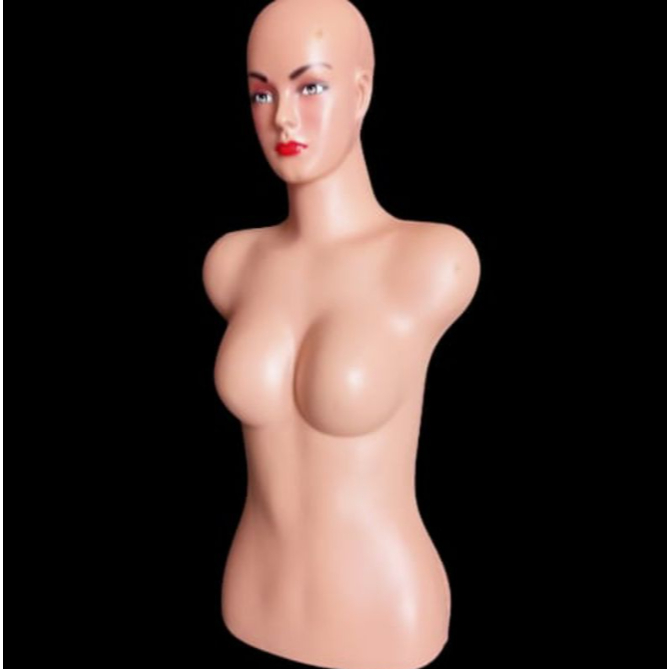 PATUNG TORSO DEWASA MANEKIN TORSO CEWEK BOTAK + KAKI PENYANGGA PATUNG HKJ