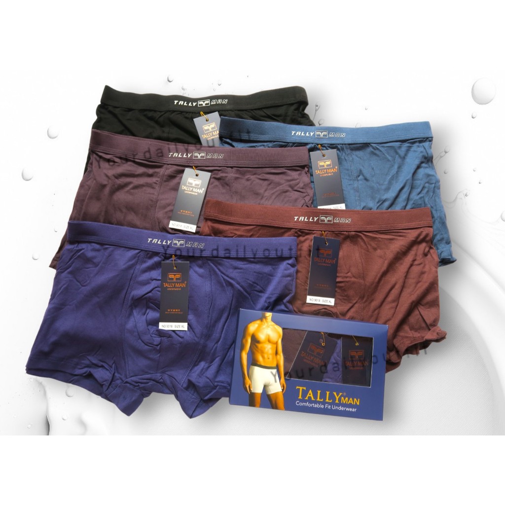 TALLY MAN Celana Dalam Pria Boxer Tally Katun Bambu (Isi 3 Pcs) / Boxer Pria Tally 9018 Anti Slip