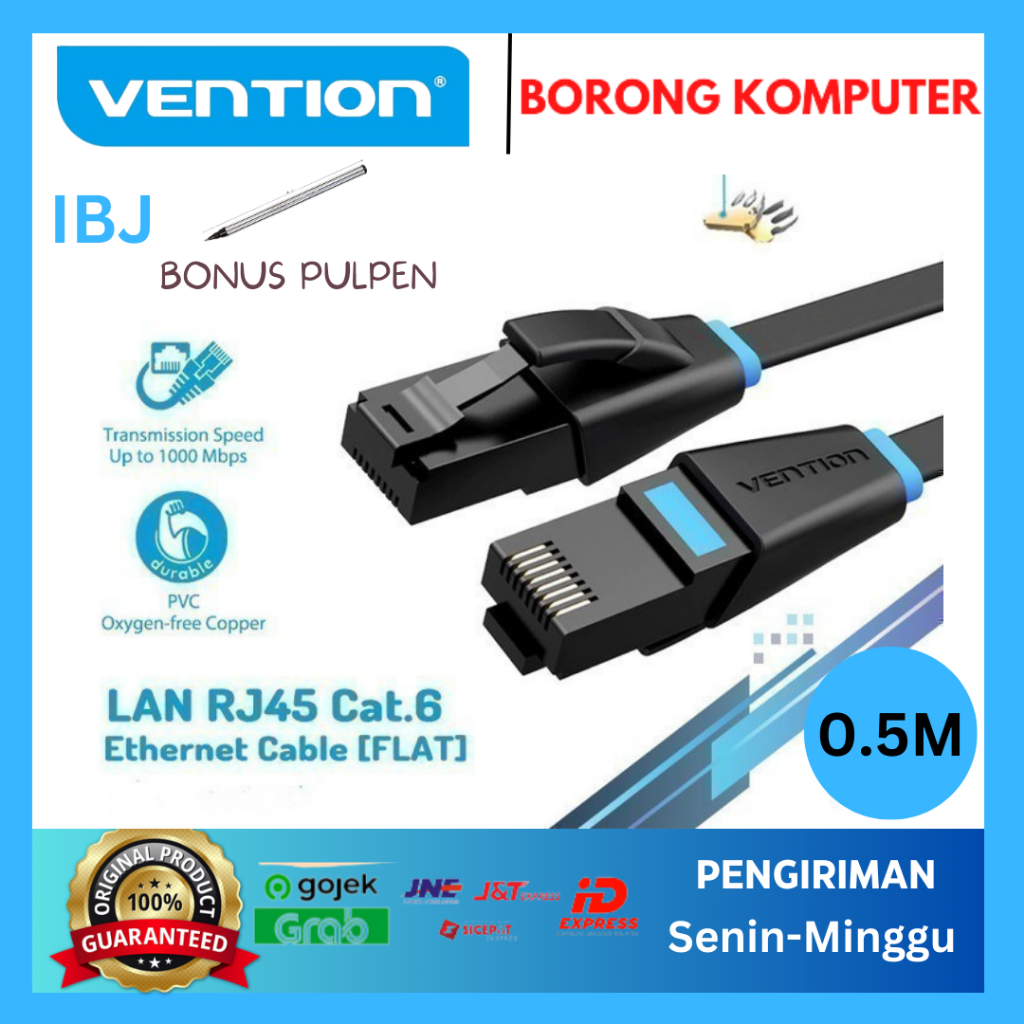 Kabel Lan Vention 0.5 Meter Kabel Lan Cat6 Cat.6 UTP Ethernet Patch Cord Cable - IBJ