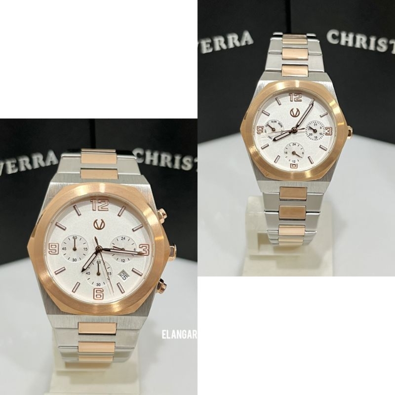 JAM TANGAN COUPLE CHRIST VERRA CV 922163-14 SILVER ROSEGOLD ORIGINAL