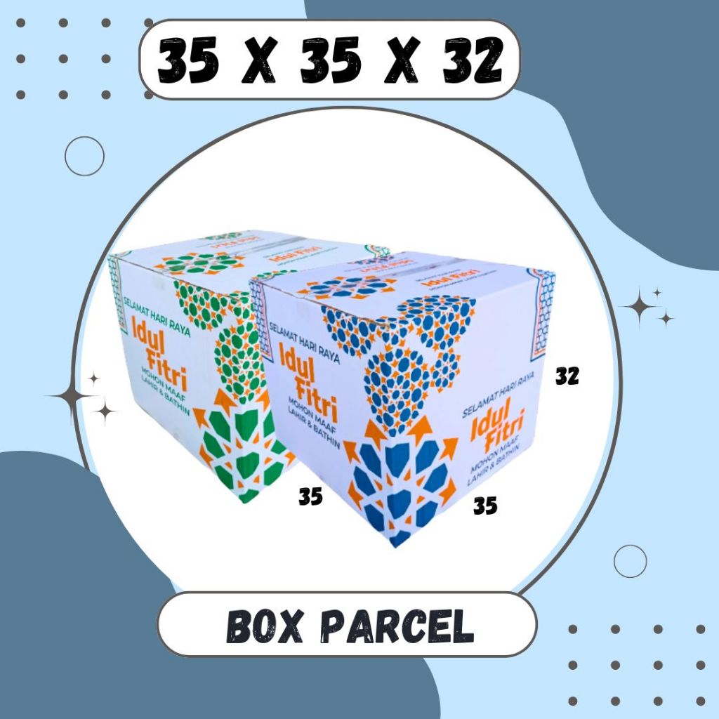 

Box Parcel Super Jumbo 35x35x32 Box Lebaran Kardus Packing/Parcel/Lebaran/idul Fitri/Kardus Paket sembako/hampers/Bingkisan/eid mubarak/Oleh oleh/Motif