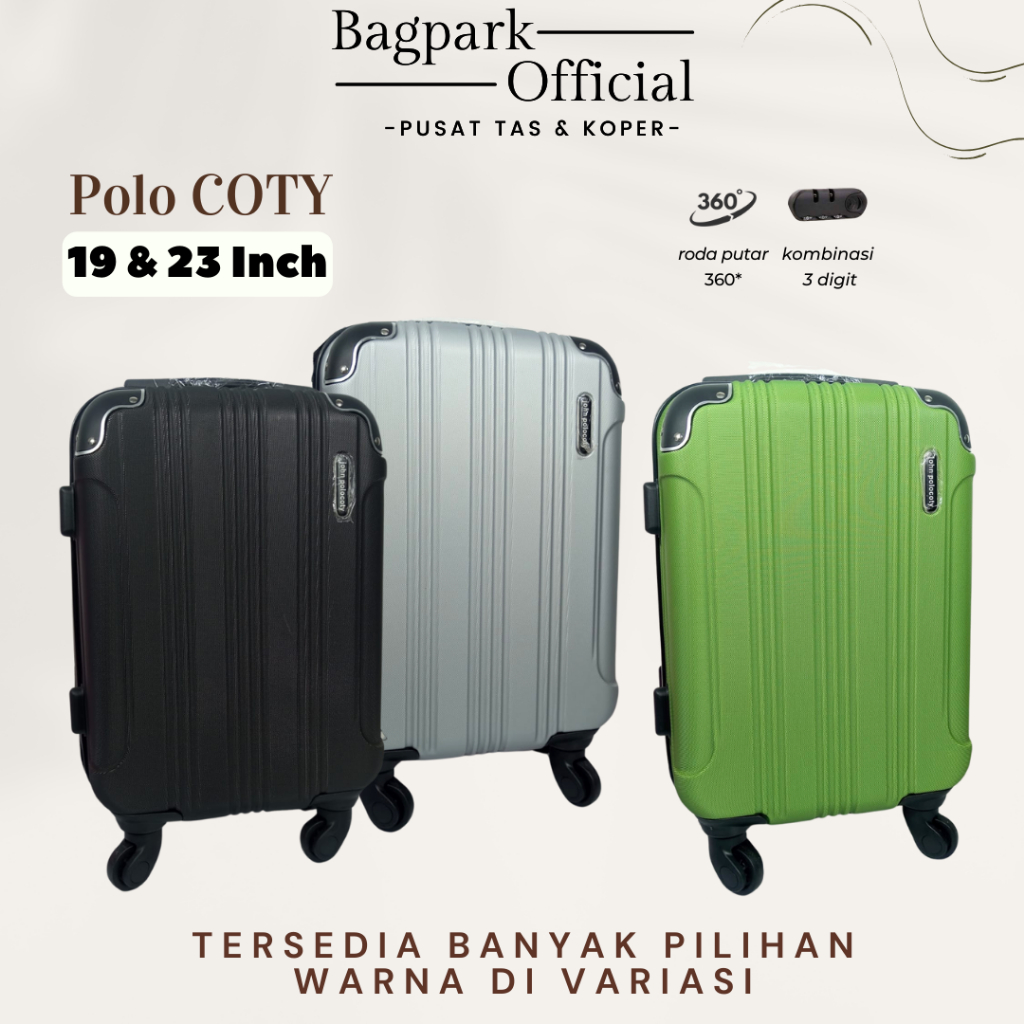 BAGPARK { Koper Fiber Polo Coty 19 Inch / 23 Inch } / Koper Fiber ABS Tebal Siku Koper Cabin Koper B