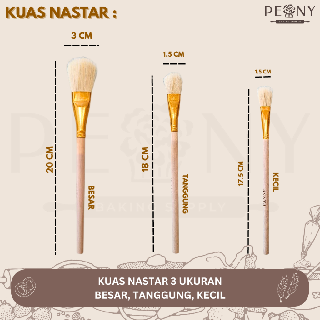 (LUSIN) KUAS NASTAR BESAR, TANGGUNG, KECIL / KUAS KUE