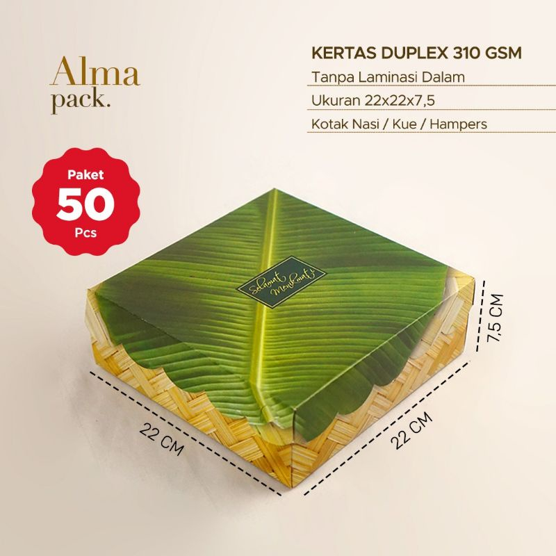 

Dus Kotak Nasi Motif Daun Ukuran jadi P22 L22 T7 cm