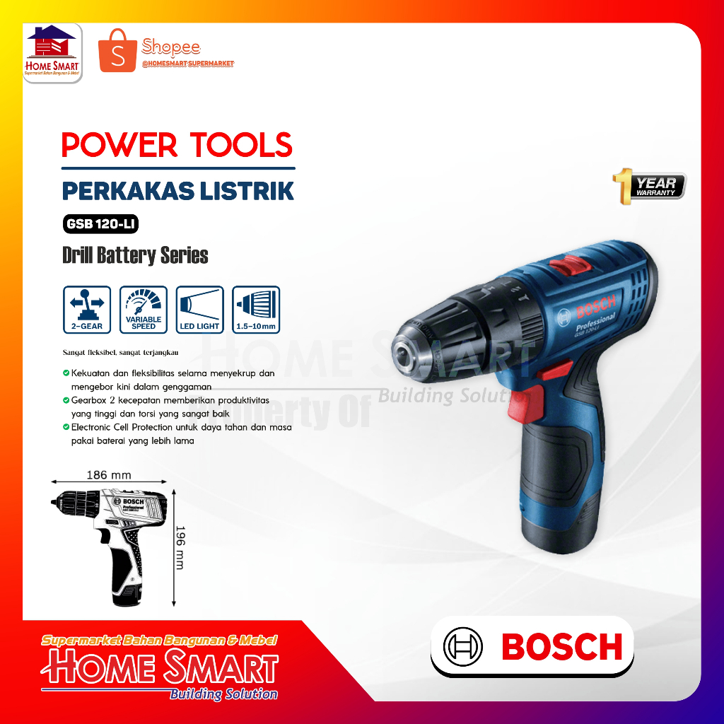 Mesin Bor / Cordless Impact Drill Bosch GSB 120-LI / GSB 120 LI