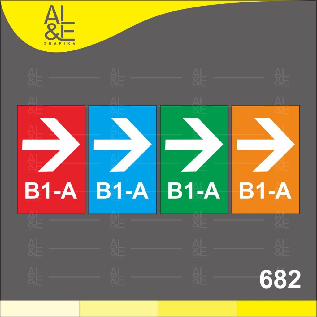 

682 - Stiker Petunjuk Gedung Arah Kanan, Panduan Jalan Gedung, Sticker Vinyl, Premium, Tahan Air