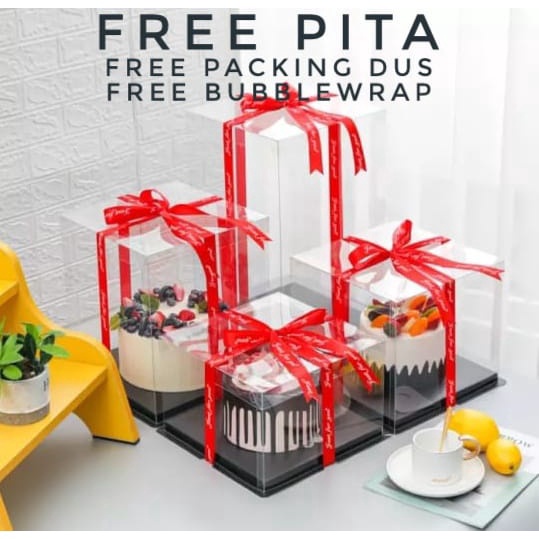 

Termurah Cake Box Mika Dus Kue Kotak Kue 22x22 cm Tutup Transparant PET