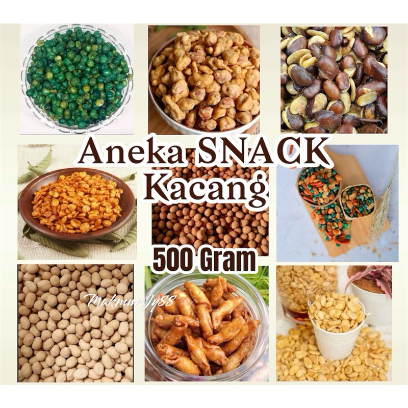 

( 500 GRAM ) SNACK KACANG BANDUNG / POLONG / KORO / ATOM / TELOR / UMPET MANIS