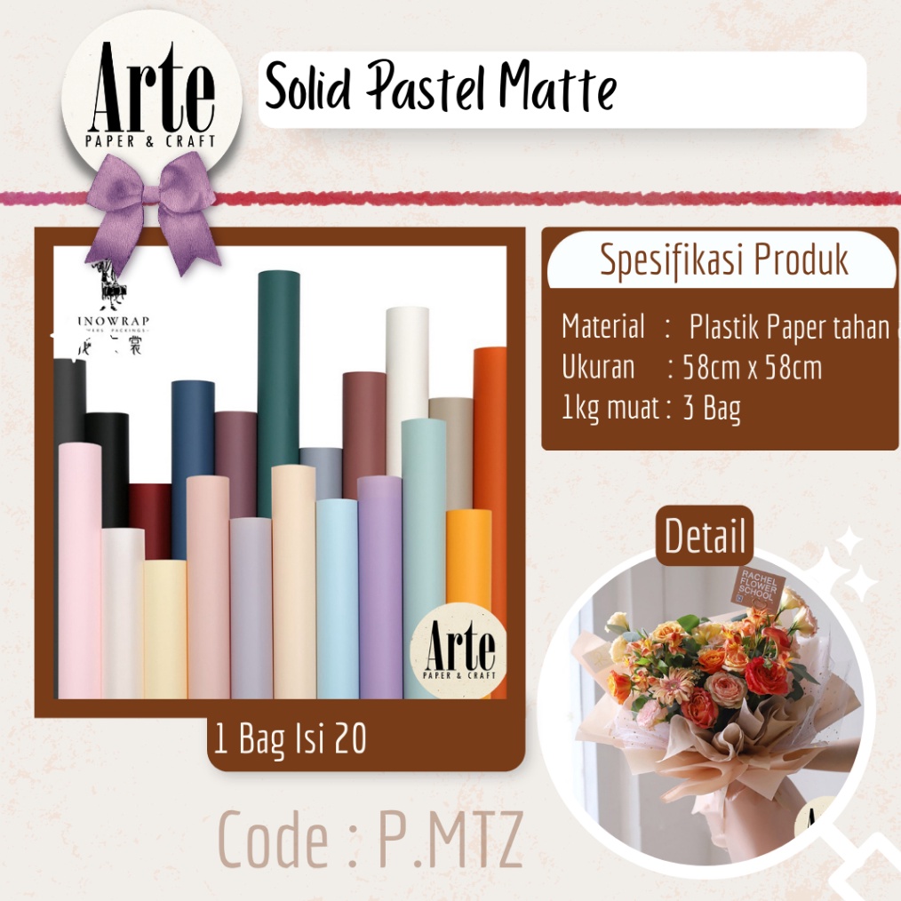 

Termurah 2 Lembar Cellophane Solid Pastel Matte Kertas Buket Korea Bunga Flower Wrapping Paper Kado Arte Grosir Jakarta PMTZ