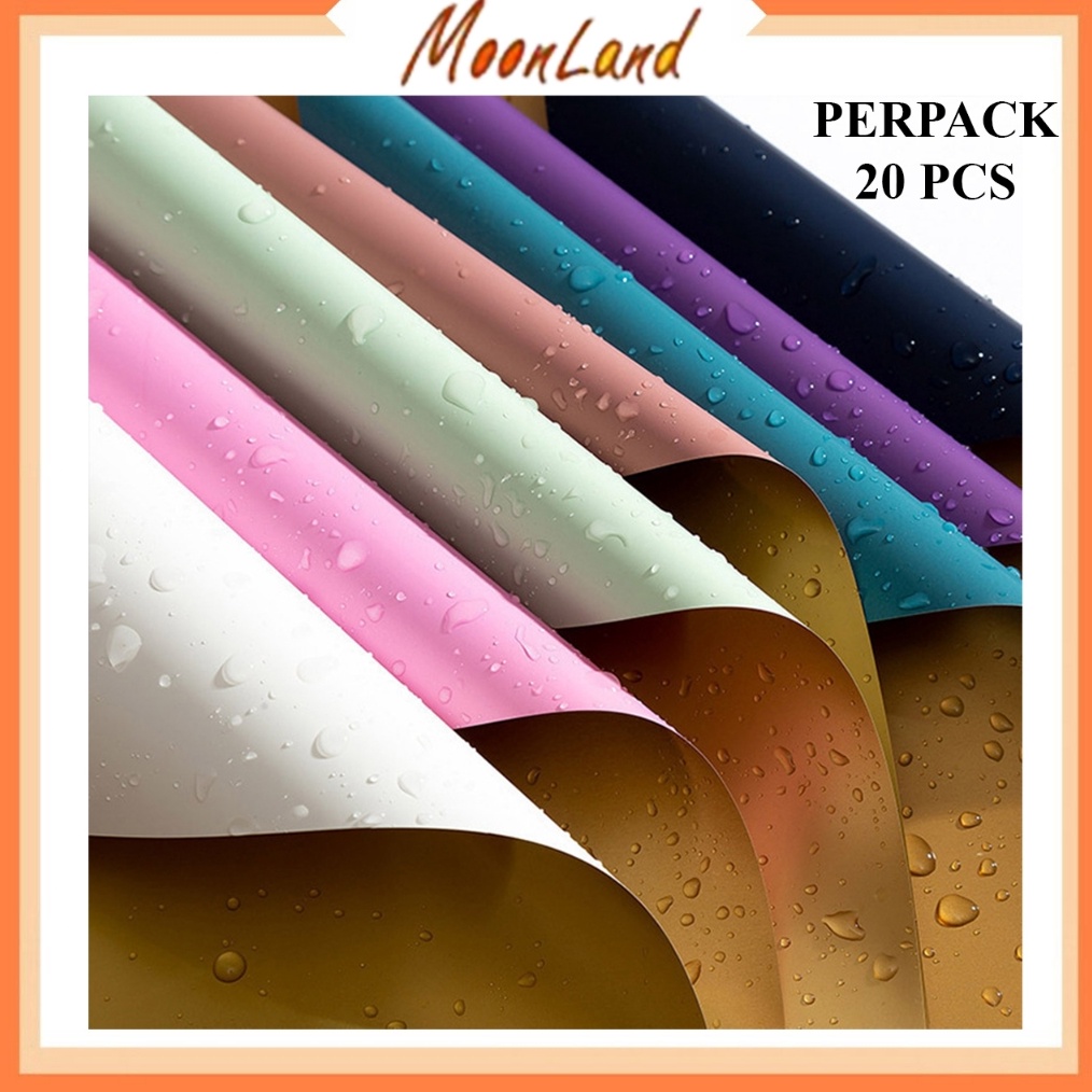 

Terlaris 2 Lembar Flower Wrapping Paper Kertas Bungkus Buket Bunga Dua Warna gold side KB2