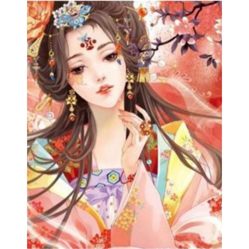 DIY Kristik paket cross stitch dan Painting by number anime wanita cina