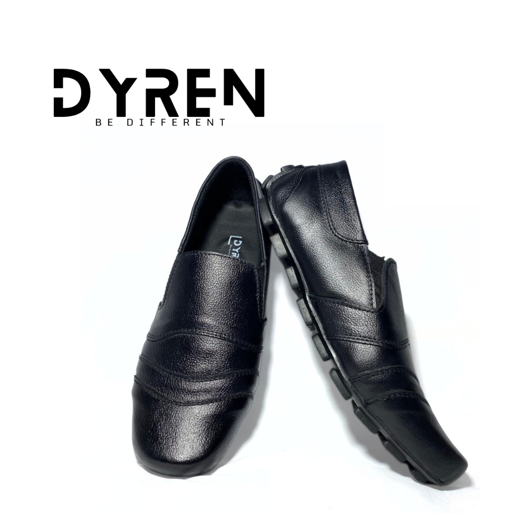 DYREN - Sepatu Slip On Pria Moccasin Casual Hitam Kulit Asli 39-43
