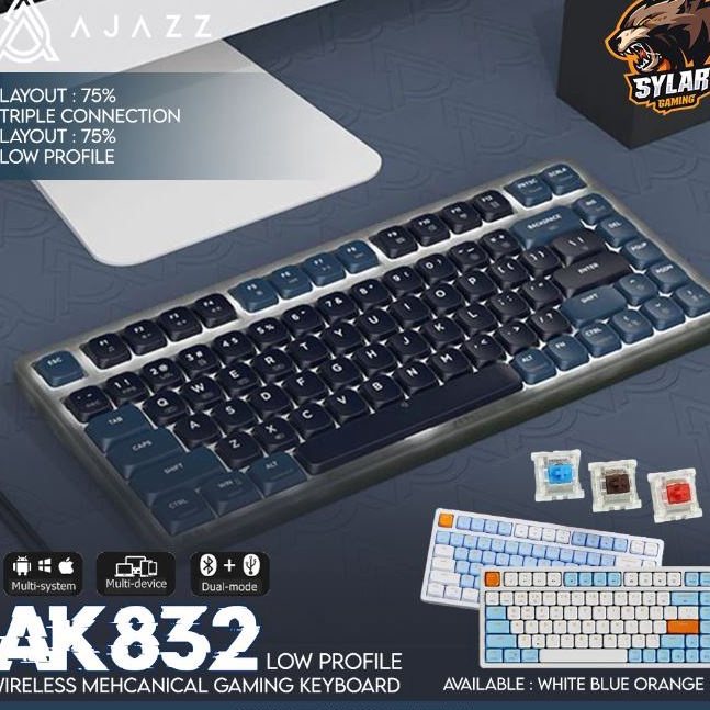 Ajazz AK832 Low Profile Wireless Mehcanical Gaming Keyboard