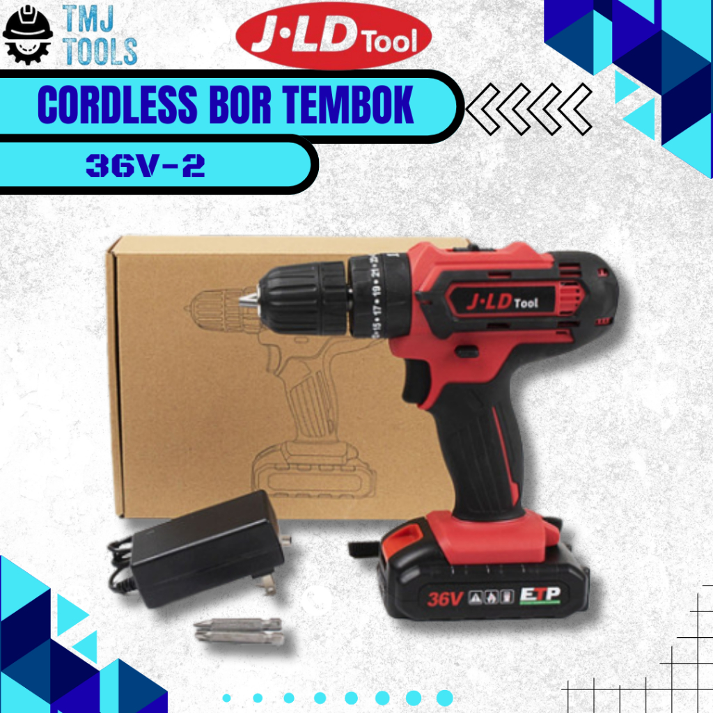 JLD Cordless Bor Tembok JLD TOOL 36V-2 Hammer Impact Drill Mesin Beton Baterai Koper J.LD Screwdrive