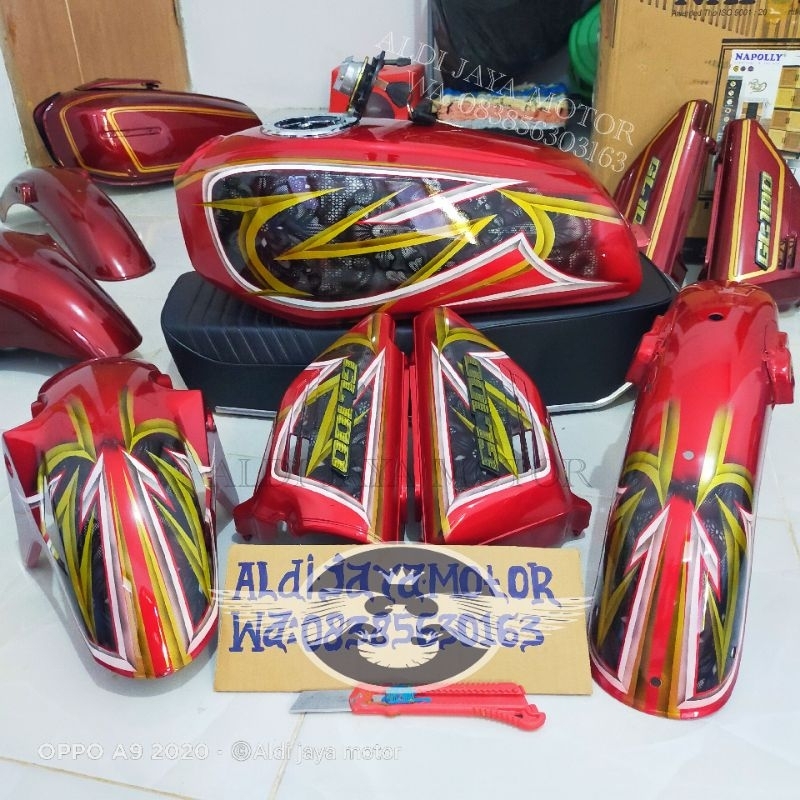 Tangki GL100 tutup ninja body set GL100 Airbrush NON ORIGINAL Anti karat kuat sudah di resin dalamny